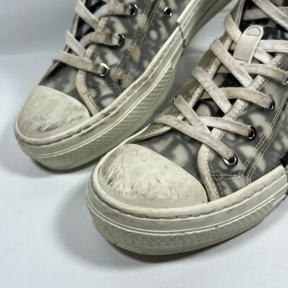 DIOR Sneakers Mens 40 B23 League High Top Oblique Canvas Black White Italy